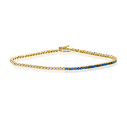 Classic 14K Gold Sapphire and Diamond Tennis Bracelet