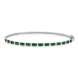 14K Gold & Tsavorite Bangle with Diamonds