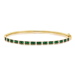 14K Gold & Tsavorite Bangle with Diamonds