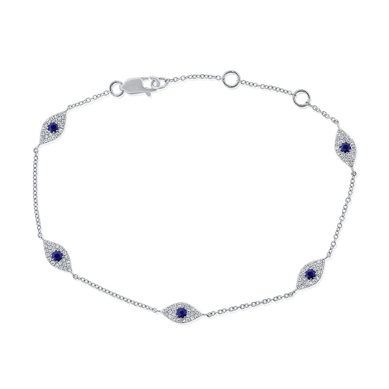 Evil Eye Bracelet with Sapphires & Diamonds