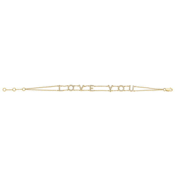 14K Gold "Love You" Diamond Bracelet