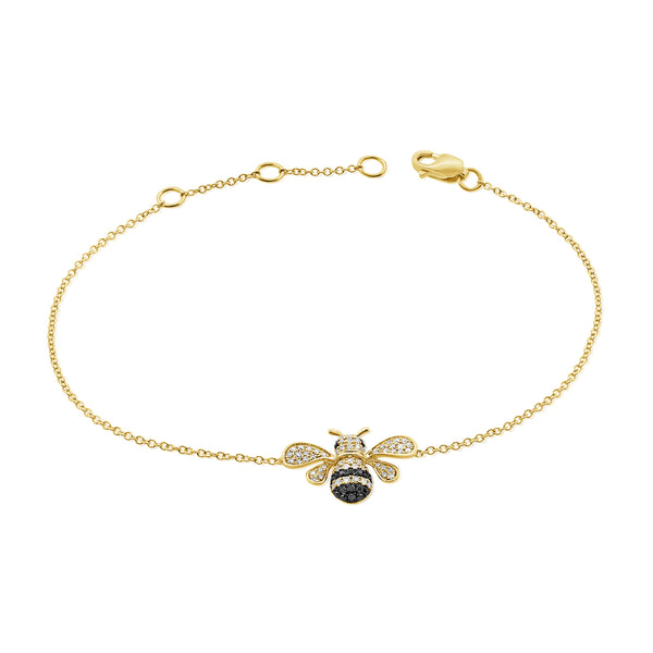 14K Gold Diamond Bee Bracelet