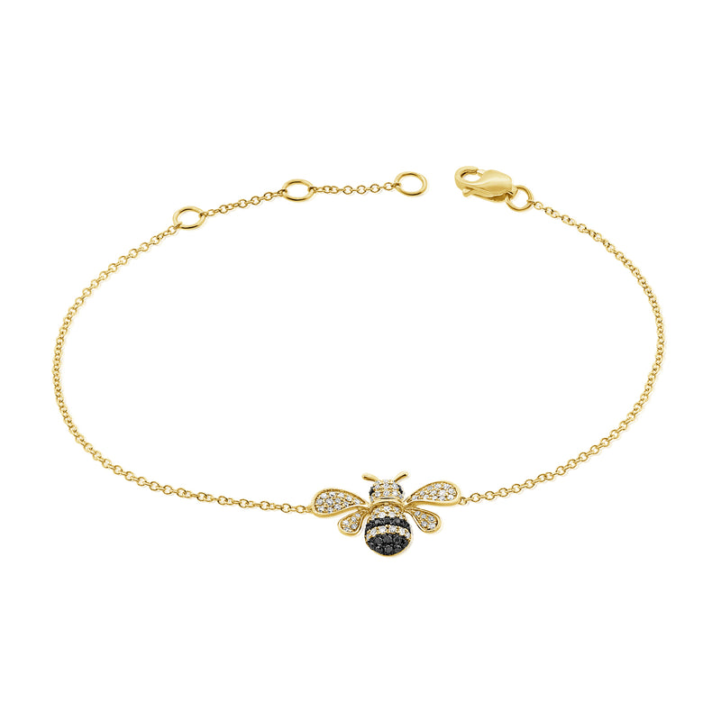 14K Gold Diamond Bee Bracelet