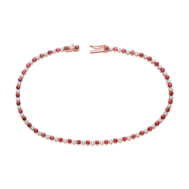 Classic 14K Gold Ruby and Diamond Tennis Bracelet