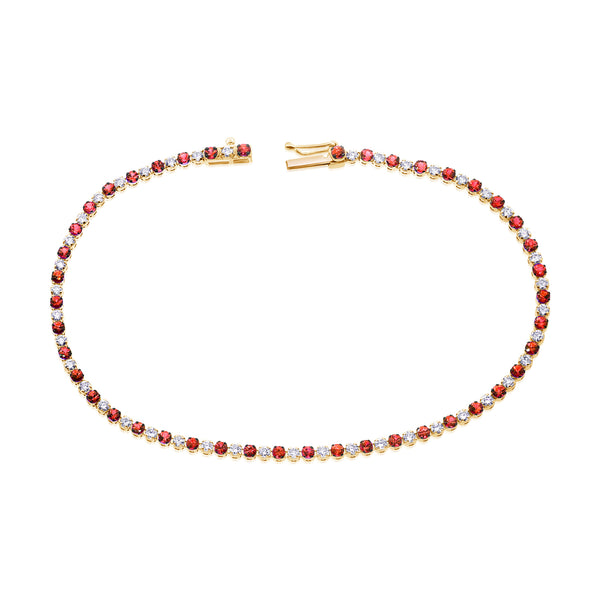 Classic 14K Gold Ruby and Diamond Tennis Bracelet