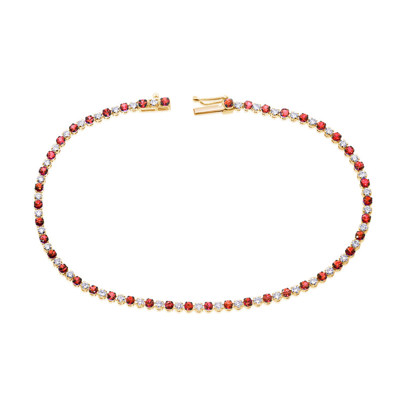 Classic 14K Gold Ruby and Diamond Tennis Bracelet