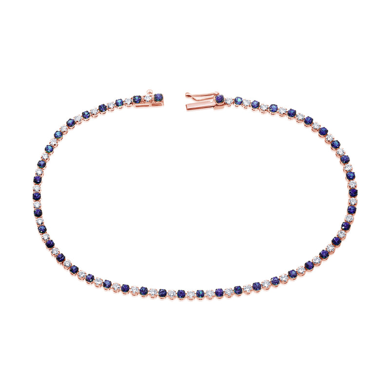 Elegant 14K Gold Sapphire and Diamond Tennis Bracelet