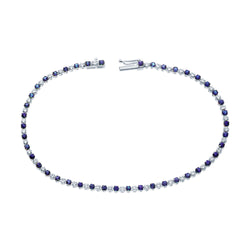 Elegant 14K Gold Sapphire and Diamond Tennis Bracelet