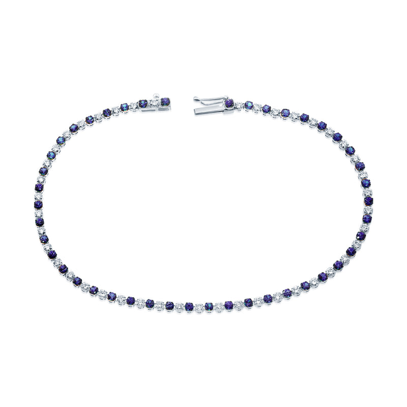 Elegant 14K Gold Sapphire and Diamond Tennis Bracelet