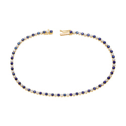 Elegant 14K Gold Sapphire and Diamond Tennis Bracelet