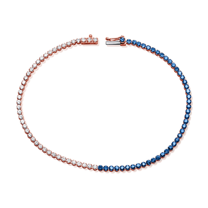 Stunning 14K Gold Sapphire and Diamond Gradient Tennis Bracelet