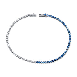 Stunning 14K Gold Sapphire and Diamond Gradient Tennis Bracelet