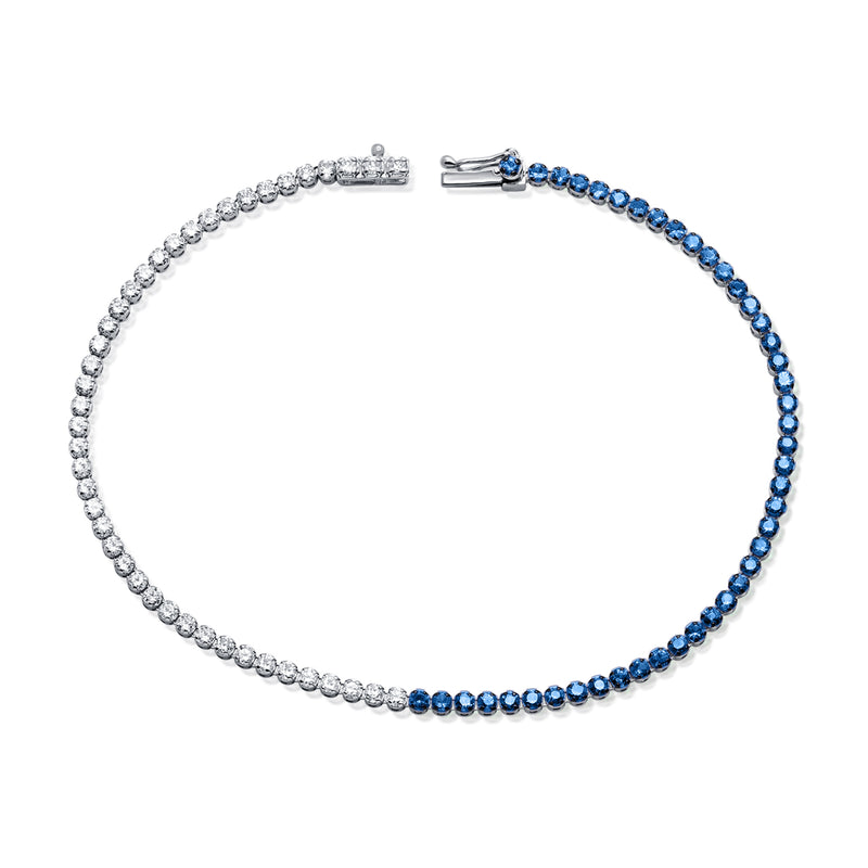 Stunning 14K Gold Sapphire and Diamond Gradient Tennis Bracelet