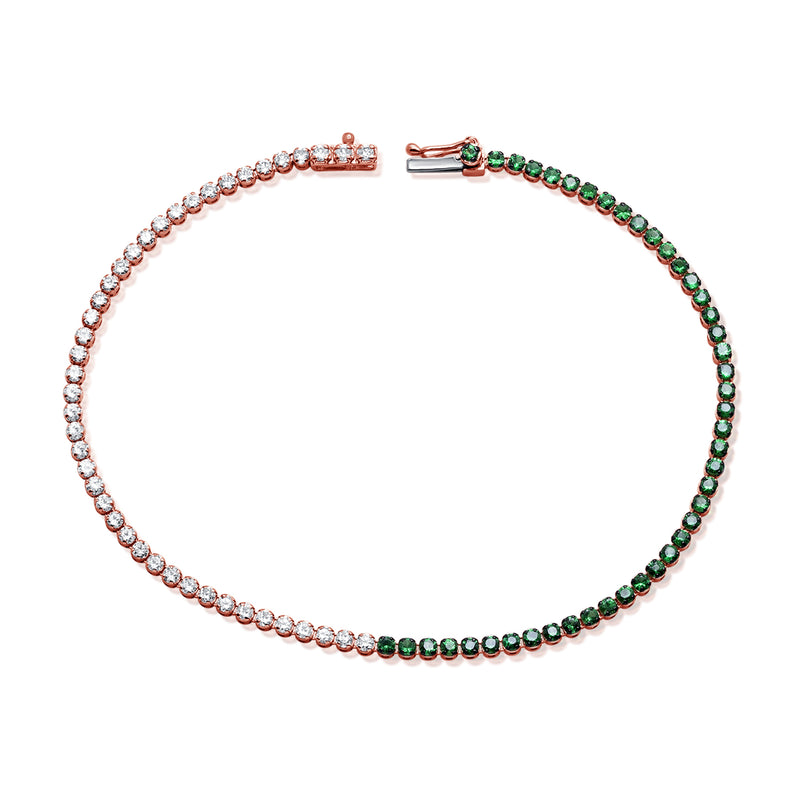 Sophisticated 14K Gold Tsavorite and Diamond Gradient Tennis Bracelet