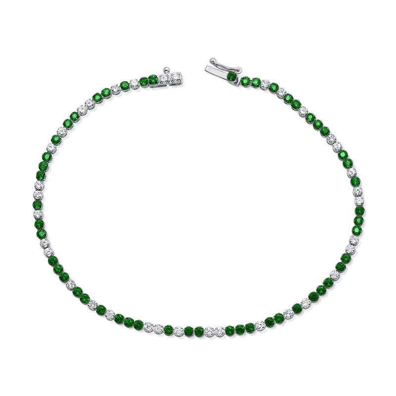 Radiant 14K Gold Tsavorite and Diamond Tennis Bracelet