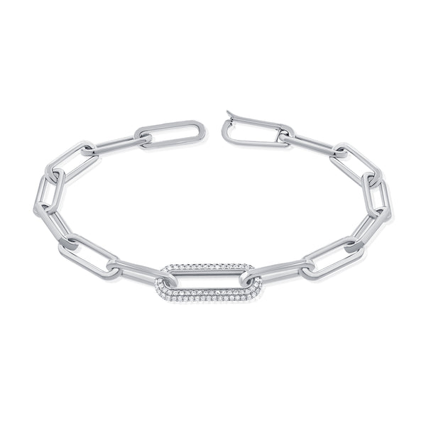 Diamond Paperclip Link Bracelet in 14K Gold