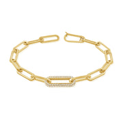 Diamond Paperclip Link Bracelet in 14K Gold