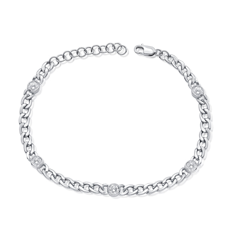 Diamond Designer Links Chain Bracelet in 14K Gold