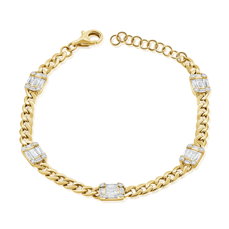 Designer Link Chain Bracelet in 14kt Gold & Diamonds