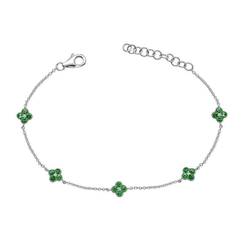 Diamond & Emerald Clover Bracelet made in 14K Gold