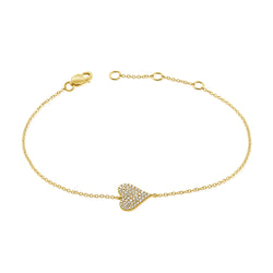 14K Gold Heart Love Bracelet with Diamonds