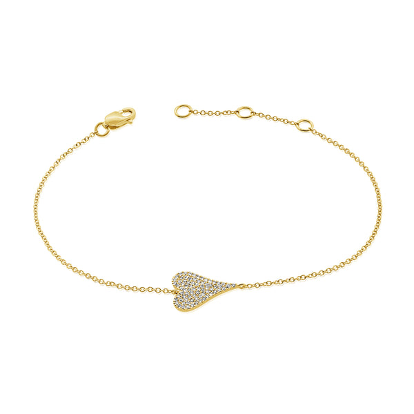 14K Gold Heart Bracelet with Diamonds