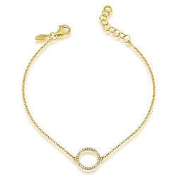 14K Gold Circular Pendant Chain Bracelet with Diamonds