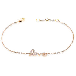 OKGs Collection 14K Gold Love Chain Bracelet with Dazzling Diamonds