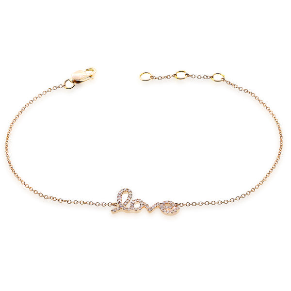 OKGs Collection 14K Gold Love Chain Bracelet with Dazzling Diamonds