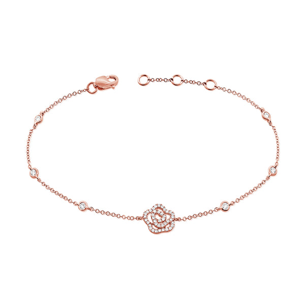 14K Gold Diamond Flower Bracelet