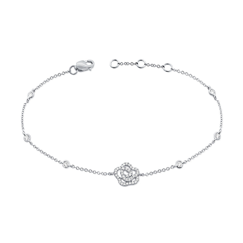 14K Gold Diamond Flower Bracelet