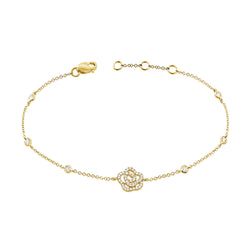 14K Gold Diamond Flower Bracelet