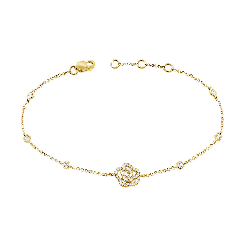 14K Gold Diamond Flower Bracelet