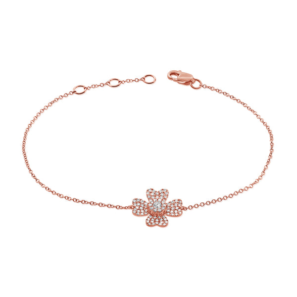 OKGs Collection 14K Gold Diamond Flower Bracelet