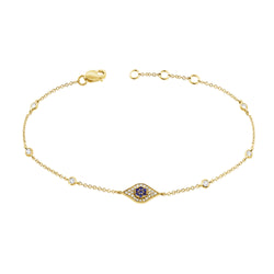 Evil Eye Chain with Sapphires & Diamonds