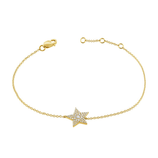 14K Gold Star Bracelet with Diamonds