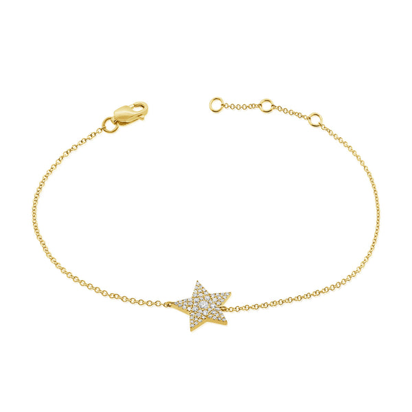 14K Gold Star Chain Bracelet with Diamonds