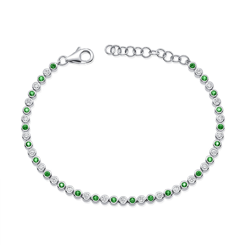 Elegant 1.45 Carat Emerald and Diamond Tennis Bracelet