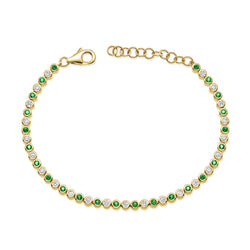 Elegant 1.45 Carat Emerald and Diamond Tennis Bracelet