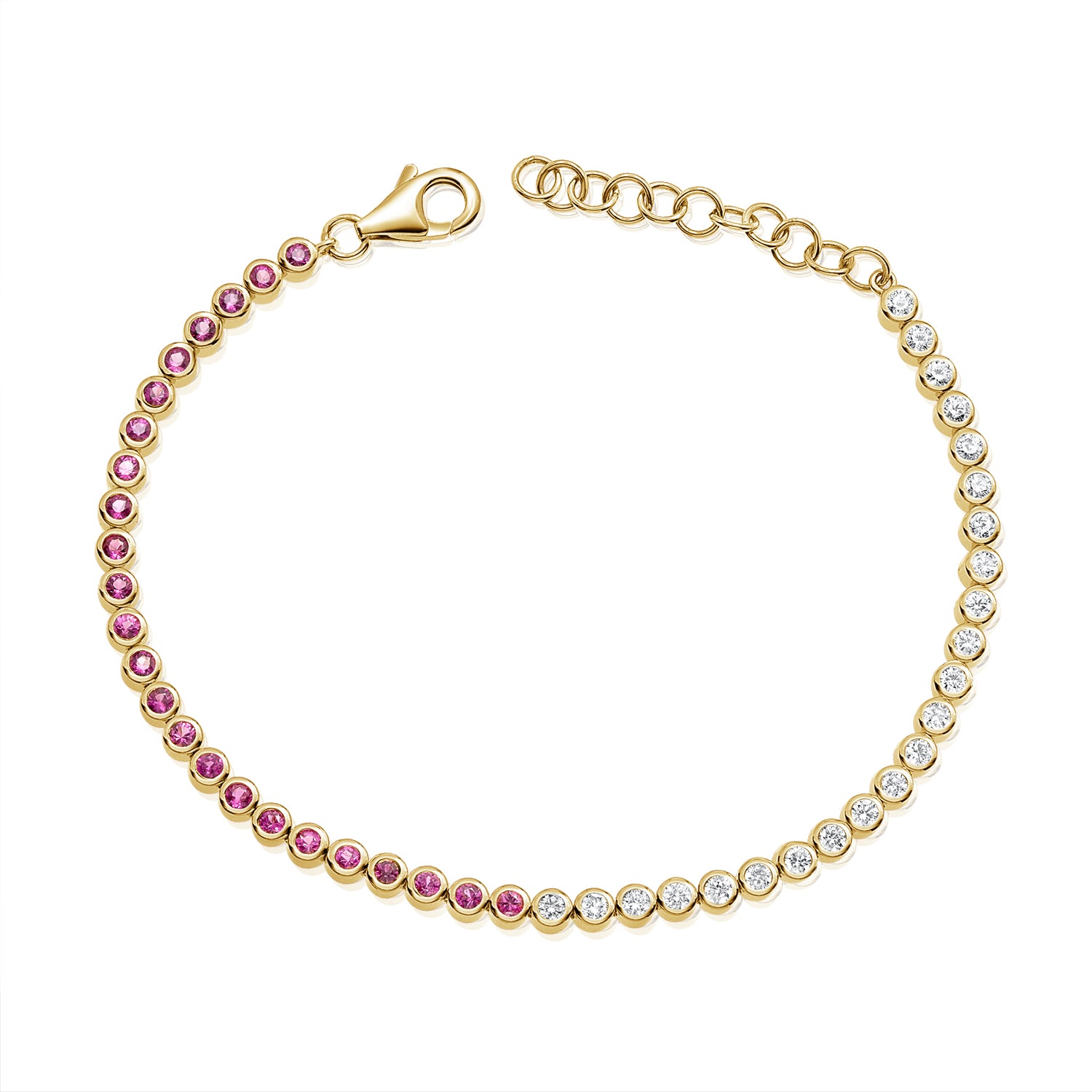 1.45 Carat Pink Sapphire and Diamond Tennis Bracelet in 14K Gold