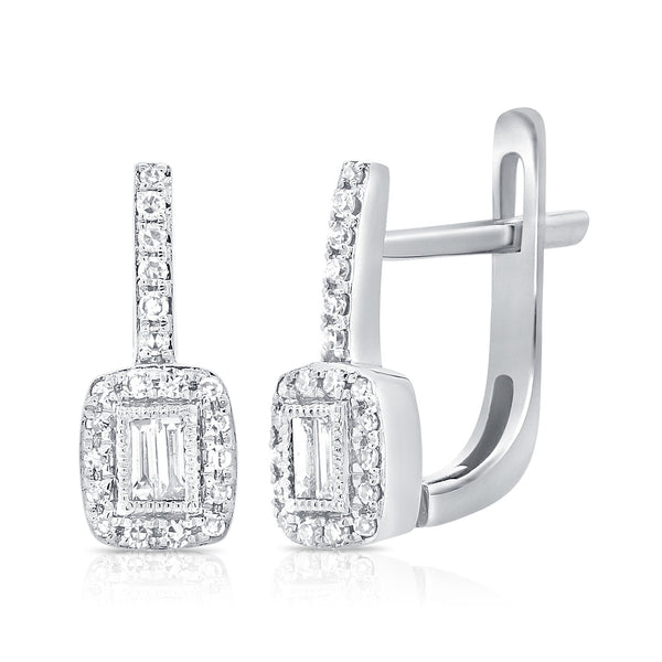 14K Gold Leverback Earrings with Diamonds