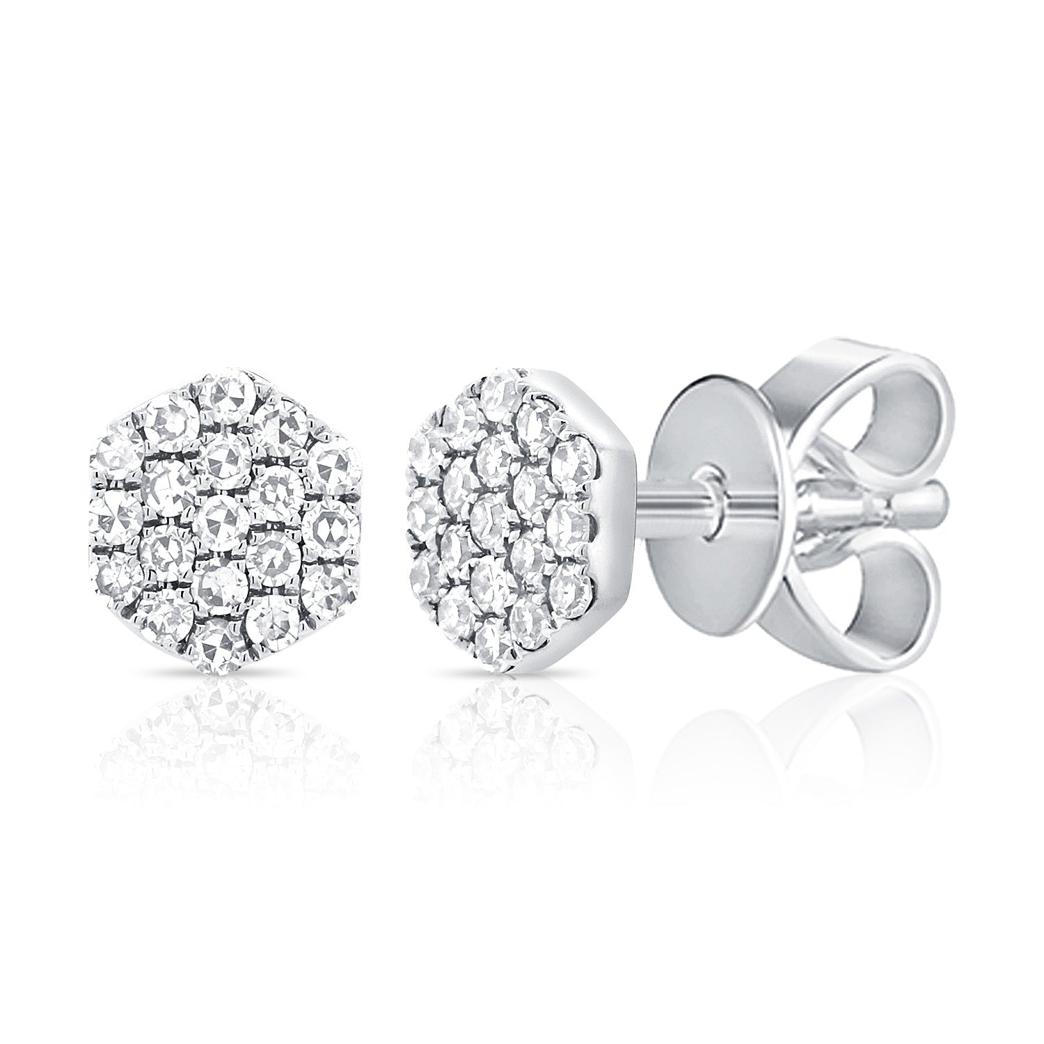 14K Gold Pave Diamond Disc Stud Earrings – 0.10ct Sparkle Disc Studs