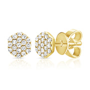 14K Gold Pave Diamond Disc Stud Earrings – 0.10ct Sparkle Disc Studs