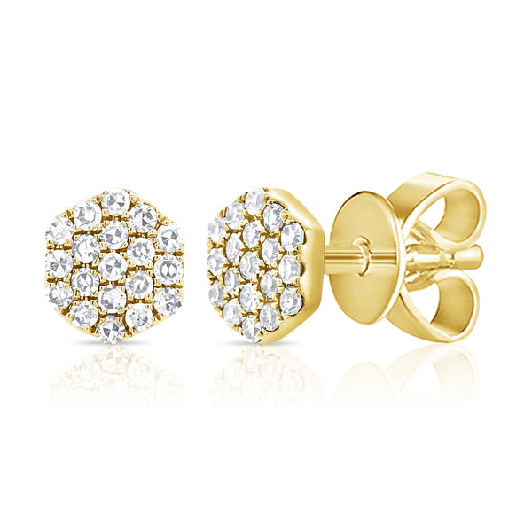 Trendy Pave Diamond Disc Stud Earrings