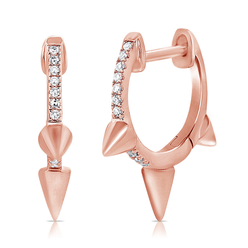 14K Gold Diamond Spike Huggie Earrings – 0.05 Carat