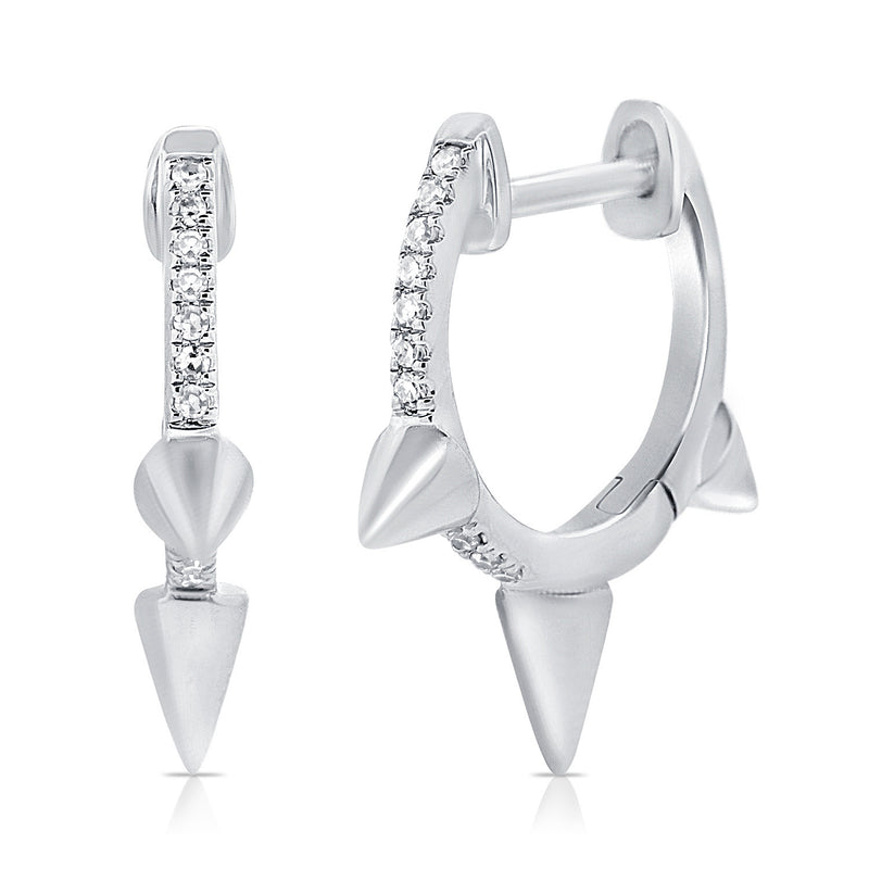 14K Gold Diamond Spike Huggie Earrings – 0.05 Carat
