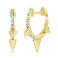 14K Gold Diamond Spike Huggie Earrings – 0.05 Carat