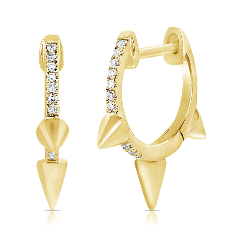14K Gold Diamond Spike Huggie Earrings – 0.05 Carat