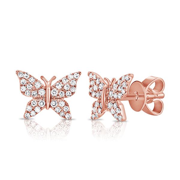 Butterfly Stud Earrings with Diamonds