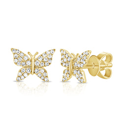 Butterfly Stud Earrings with Diamonds